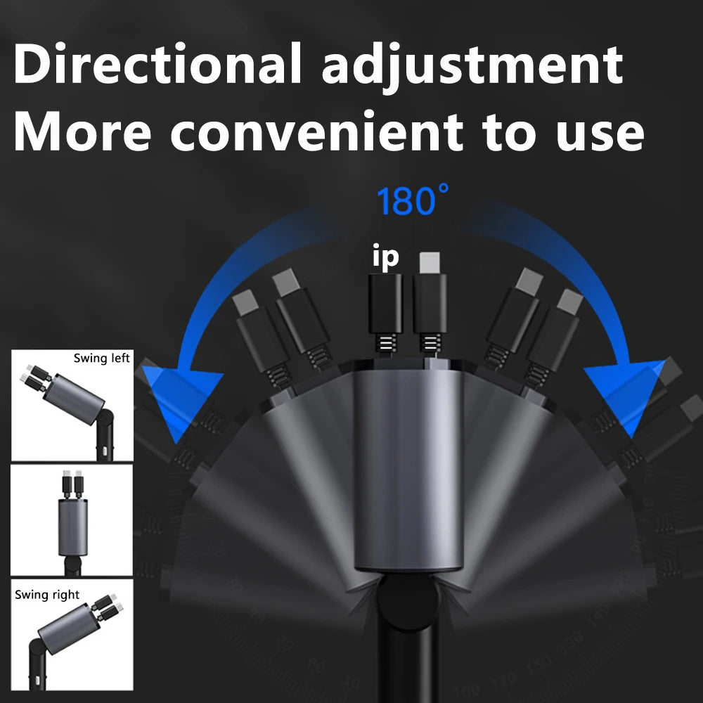 100W Scalable Car Charger 4-In-1 USB C- Cable Suitable for Iphone, Huawei, Samsung Fast Charging Cable, Cigarette Lighter Adapte